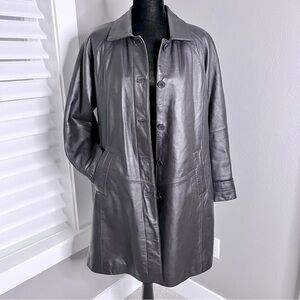 Excelled Collection women’s 100% Genuine lamb skin leather long coat
